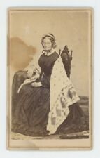 Antique CDV c1860s Lovely Older Woman in Mourning Dress Smith Cooperstown, NY picture