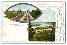 1907 Scenes Chicago & North Western Train Approaching Cedar Rapids Iowa Postcard picture
