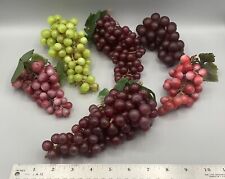 Vintage MCM Faux Grapes Plastic Fruit Rubber Decor Farmhouse 6 Bunches Lot Props picture
