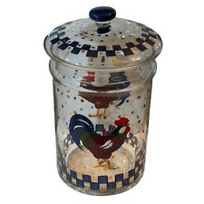 Lenox Morning Sunshine Rooster Handpainted Glass Canister Original Box 6” Tall picture