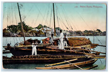 Philippines Postcard View of Native Schooner Boats c1910 Posted Antique picture