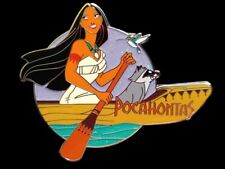 Fantasy Pin - JUMBO Disney Pocahontas in Canoe w/ Meeco Flit Glitter Water & Sky picture