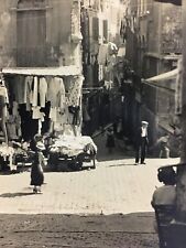 1934 Street Scene View Marseille France Antique Photo Shops Laundry People ++ picture