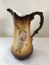 Antique Marked Warwick Water Pitcher Embossed Floral Pattern 9 Inches Tall picture