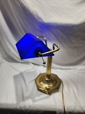 Blue shade Vintage bankers lawyers library piano lamp Office Table Art Deco picture