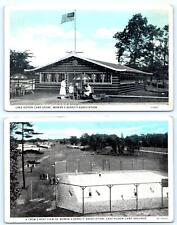 2 Postcards LAKE HURON CAMP, Michigan MI ~ CAMP STORE & TENNIS COURTS c1920s picture