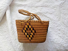 Salish Indian imbricated vintage basket 7 x 5 handled picture