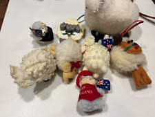 LOT OF 9 WOOL Sheep Ornaments 3 NEW ZEALAND FLAGS picture