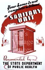Outhouse One Holer Vintage 1934 Rural America Sanitary Station WPA Poster photo  picture