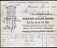 1883 Worcester Ma - C Stewart & Son - Stewart Boiler Works - Letter Head Bill picture