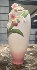 Franz Porcelain Vintage Pink Lady Slipper Orchid Vase 13