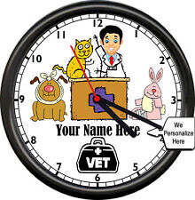 Personalized Clinic Male Veterinarian Vet Hospital Animal Doctor Sign Wall Clock picture