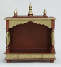 Hindu Wooden Brown Golden Pooja Temple Home Mandir For Worship Handicraft Temple picture