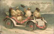 Easter Clapsaddle ? Fantasy Int'l Art Chicks Driving Early Car c1910 Postcard picture