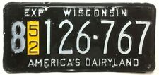 Wisconsin 1952 America's Dairyland License Plate 126-767 picture