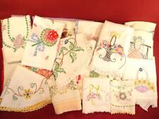 VINTAGE EMBROIDERED CROCHETED LINENS LOT RUNNERS DOILIES TABLECLOTHS 20+ PCS picture