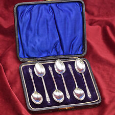 Antique 1911 Birmingham England Apostle Sterling Silver 6 Piece Spoon Set + Case picture