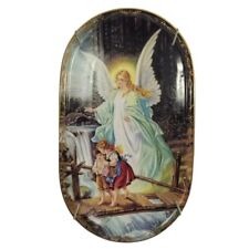 Guardian Angel Children Plate Collectible Religious Gold Trim Bradex Annabur VTG picture