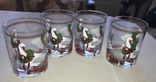 CERA VTG CHRISTMAS GEESE DUCKS 12OZ OLD FASHIONED MULTIPURPOSE LOT OF 4 GLASSES picture