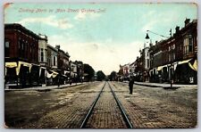 Postcard Looking North on Main Street, Goshen, Indiana trolley tracks U105 picture