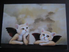 UNUSED 1995 vintage greeting card Cats of the Masters WHAT'S NEW?  Angel Cats picture