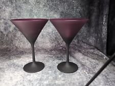 Pair Designer Betty Jackson Black Dark Purple Coupe Cocktail Champagne Glasses picture
