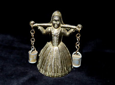 ANTIQUE Vintage Victorian/Edwardian Era SOLID BRASS Lady Bell picture