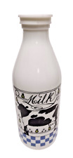 Vintage Egizia White Milk Glass Bottle With Lid Hand Painted picture
