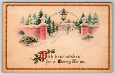 c1910s Merry Christmas Best Wishes Snow Winter Vintage Postcard picture
