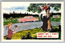 Postcard Comic Humor Bear Attack Hurry Up I Can't Pose All Day GAD picture