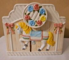 Vintage NAPCO Nursery Ceramic Musical Planter Carousel Horse  picture