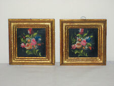 Pair Vintage LGN Florence Gold Gild Wall Decor Hand Painted Floral made in Italy picture