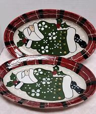 2 VTG EXPRESSLY YOURS Christmas Platters 2004 Collectible Santa Serving Trays picture