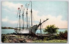 Launching Of The Bertha L. Downs 1908 Bath Maine ME Tugboat Vessel Postcard picture