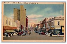 Columbia South Carolina Postcard Main Street Sate Capitol Building c1940 Vintage picture