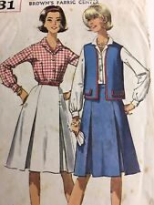 1959s Simplicity 5931 Vintage Sewing Pattern Miss Shirt Skirt Jacket Size 10 picture