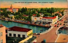 Poatcard New River And Andrews Avenue Fort Lauderdale Florida 1940 Divided Back picture