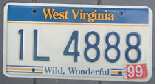 WEST VIRGINIA 1999 Vintage  License Plate   1L 4888   triple 8s picture