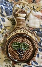 *VINTAGE* Bulgarian “Happy Holidays” Ceramic Canteen w/Lid - Grapes 5.5” Tall picture