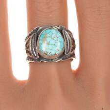 sz10.25 Navajo Heavy stamped high grade dry creek turquoise ring picture