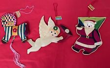 3 Vintage Handcraft Wheat Straw Christmas Ornaments picture