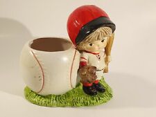  Inarco Little Boy Baseball Ceramic Planter Vase Little League 1970’s E-6793 Vtg picture