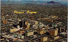 Phoenix Arizona Aerial Panorama Town Cars Mts. 1960's Petley Chrome Postcard UNP picture