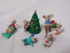 1996 Hallmark Keepsake Miniature Ornament Tiny Christmas Helpers Set of 6 picture