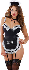 Womens French Maid-Themed and Apron Teddy, Black, One Size US picture