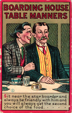 Comic Boarding House Table Manners Vintage Humor Embossed c1910 Postcard picture