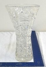 Antique American Brilliant Period ABP Cut Glass Vase Hobstar Starburst 11.5