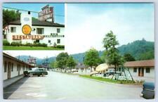 1950's WHEELING WV MOTEL FORT HENRY RESTAURANT CLASSIC CARS 2 VIEWS POSTCARD picture