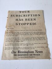 Vintage Birmingham News, Age-Herald Newspaper Subscription Order Blank, Alabama picture