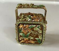 Bijorca Trinket Box Floral Flower Jeweled Hinged Enamel Day Lilies Filigree Lily picture